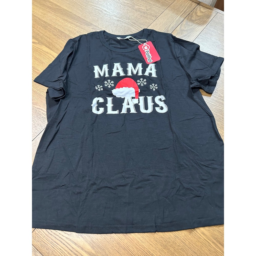 Mama Claus Pajama Set Christmas Holiday Shirt and Buffalo Plaid Shorts‎